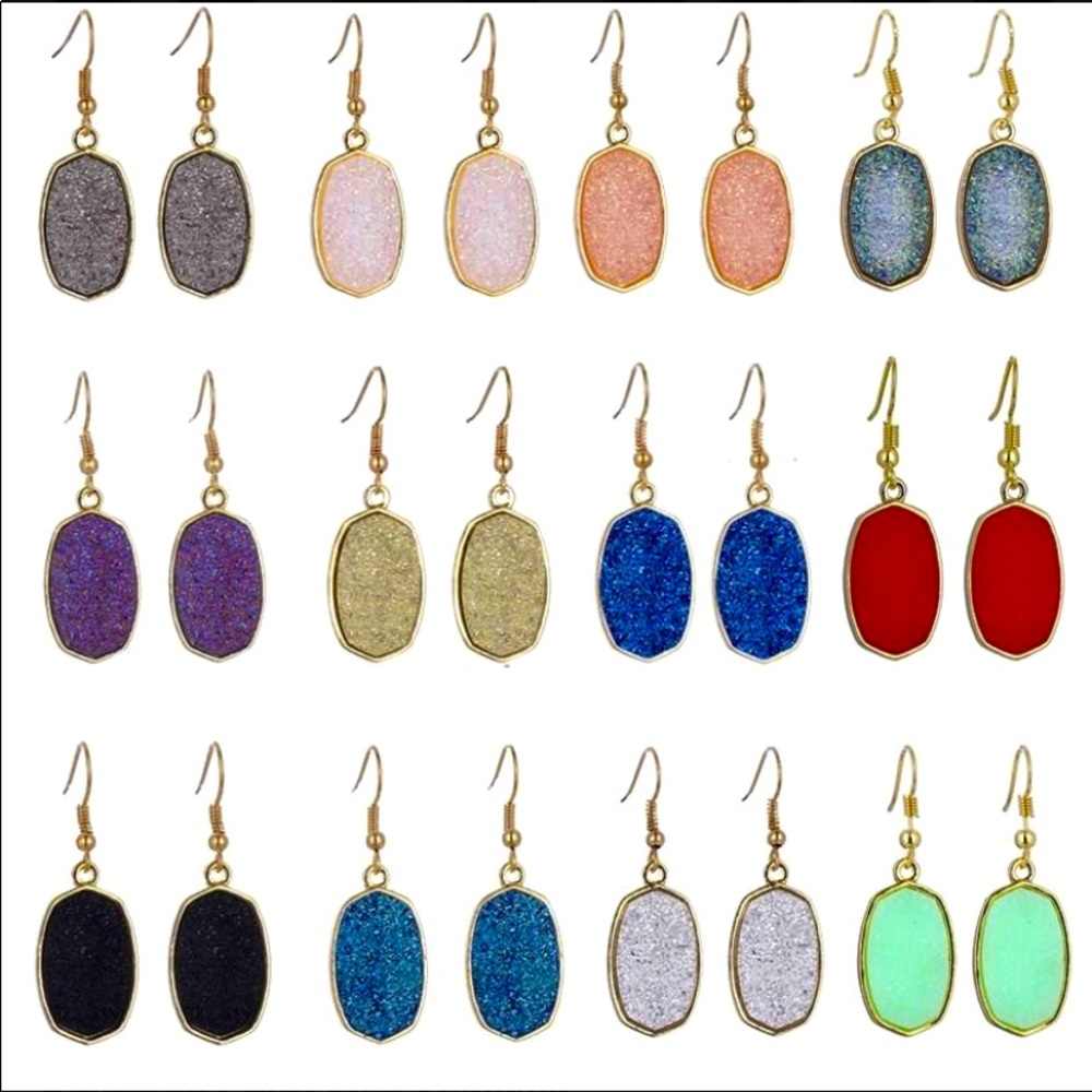 🆕Resin Druzy Hanging Earrings: Various Colors